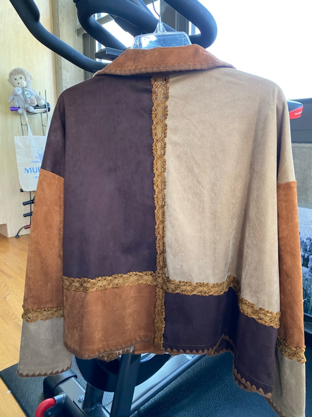 Miss Me Patchwork Leather Jacket in Brown and Tan - Picture 3 of 7